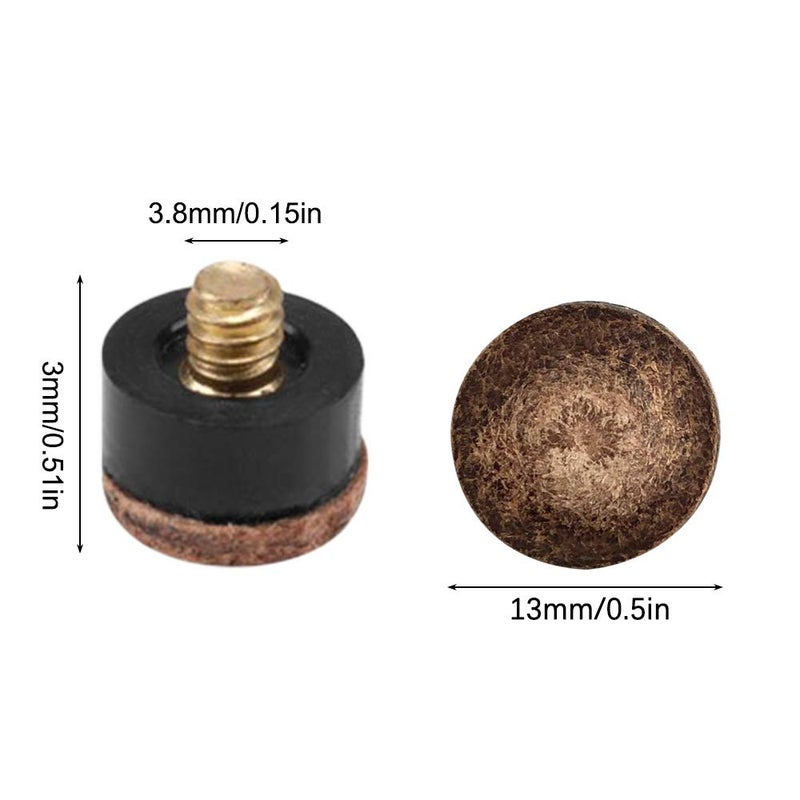 YuCool Pool Stick Tips,30 Pieces Screw-on Cue Tips Hard Leather Billiard Pool Cue Tips Replacement kit-13mm - Image 4